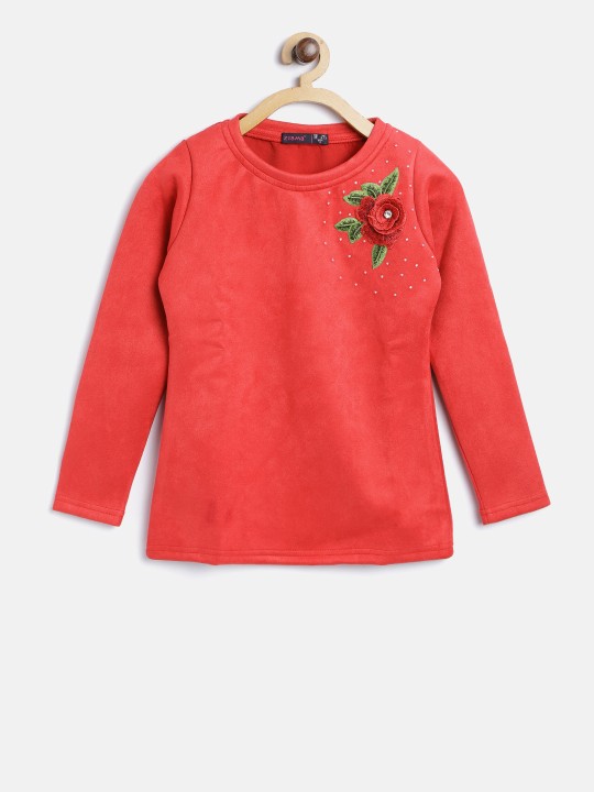 Girls Red Solid Top 6-7Y