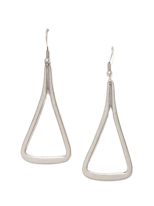 Silver-Toned Triangular Drop Earrings