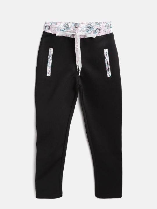 Girls Black Solid Treggings 4-5Y