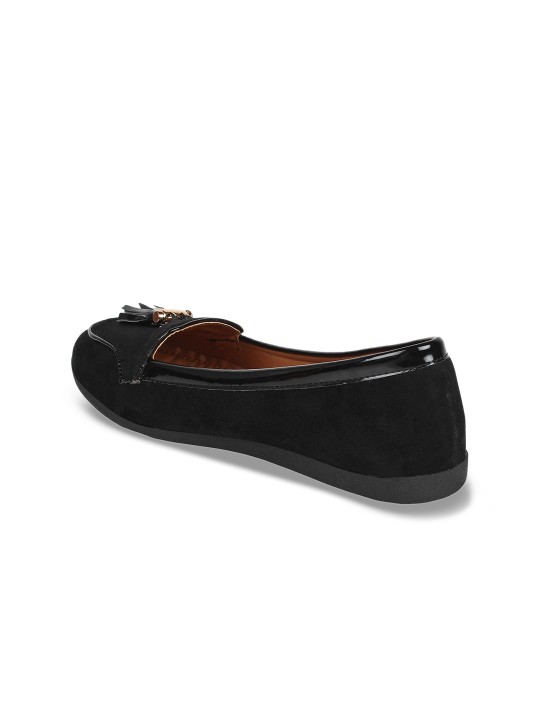 Women Black Solid Ballerinas 36