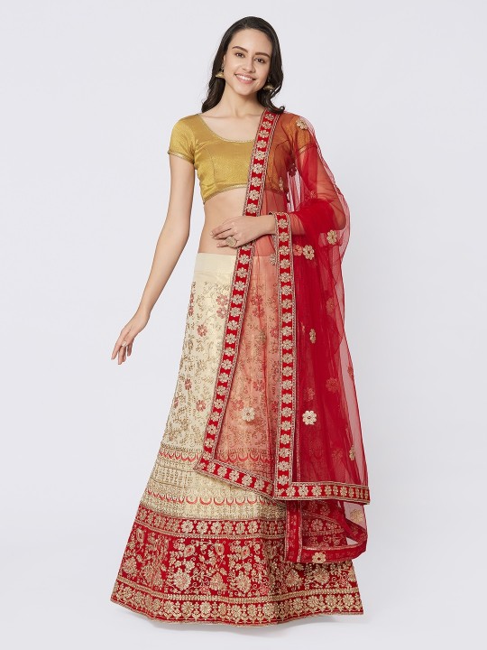 Beige Ready to Wear Lehenga & Blouse with Dupatta
