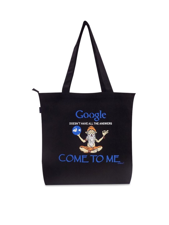 Black Printed Tote Bag