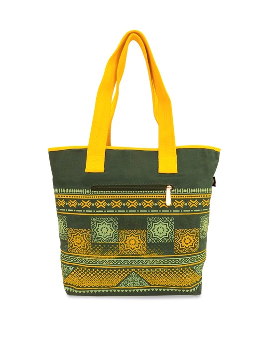 Green Printed Tote Bag