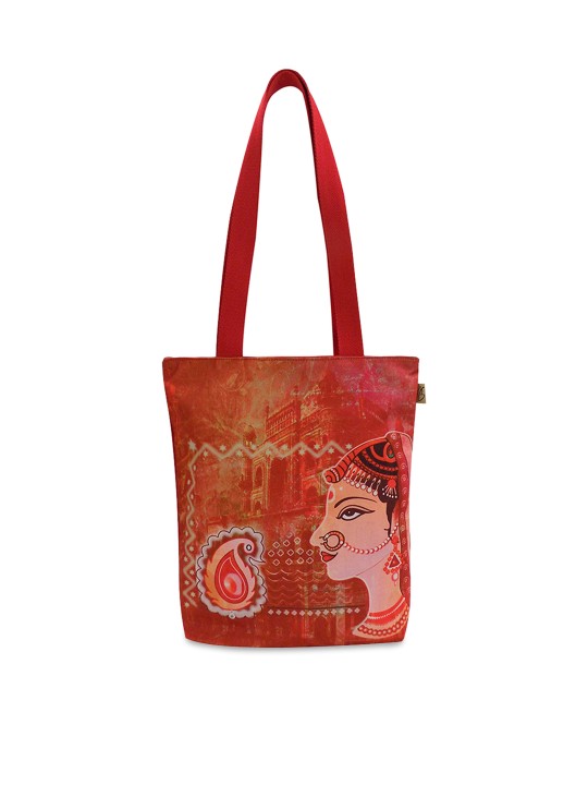 Red Printed Tote Bag