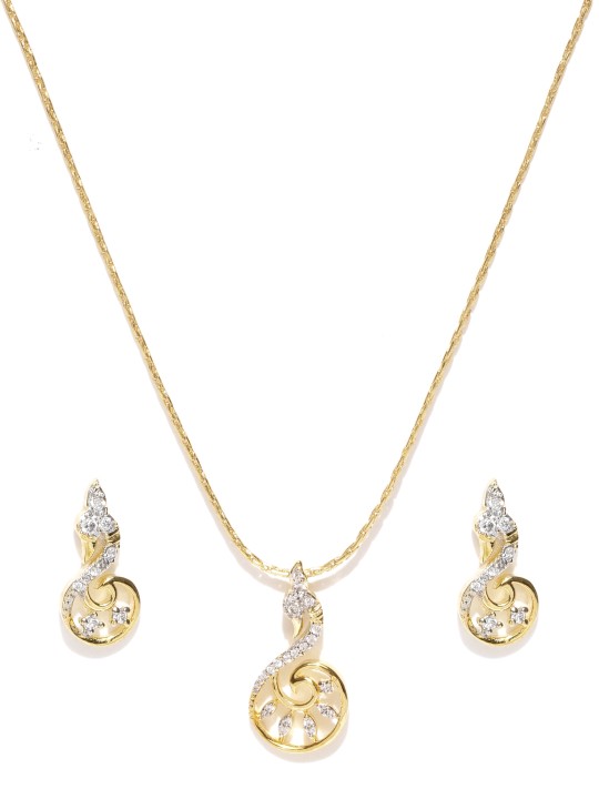 Gold-Plated CZ Stone-Studded Jewellery Set