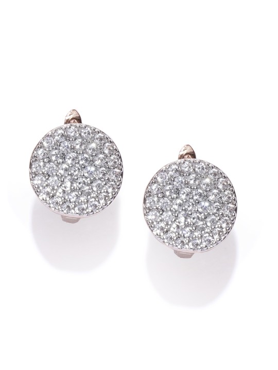 Rose Gold-Plated CZ-Studded Circular Studs