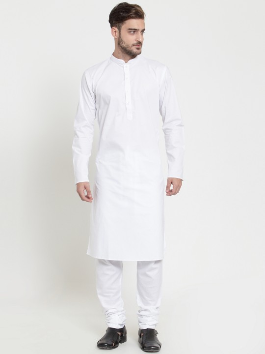 Men White Solid Straight Kurta S