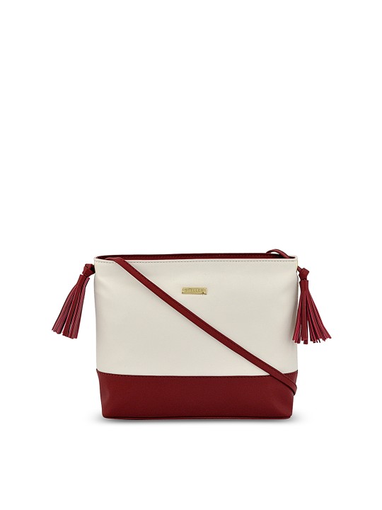 Red & White Colourblocked Sling Bag