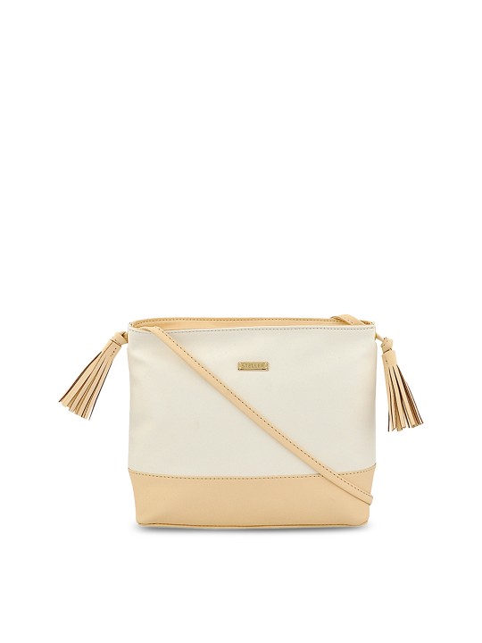 Pink & White Colourblocked Sling Bag