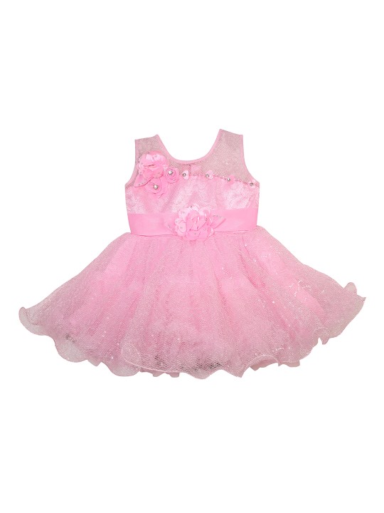 Girls Pink Embellished Fit and Flare Dress 6-12M