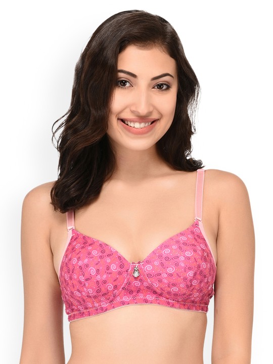 Pink Printed Non-Wired Lightly Padded Everyday Bra SC011 32B