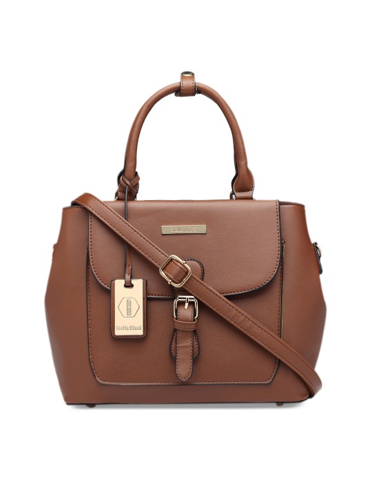 Brown Solid Handheld Bag