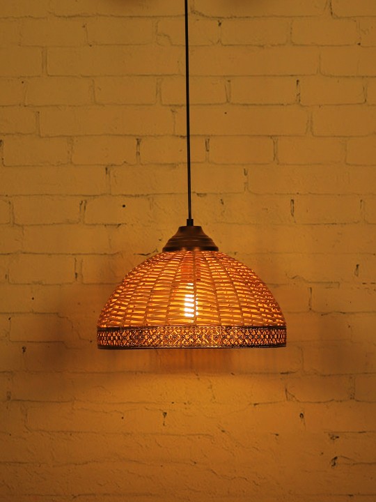 Wicker Cane Dome Pendant Light