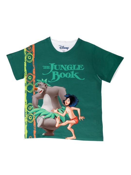 Boys Green Printed Round Neck T-shirt 2-3Y