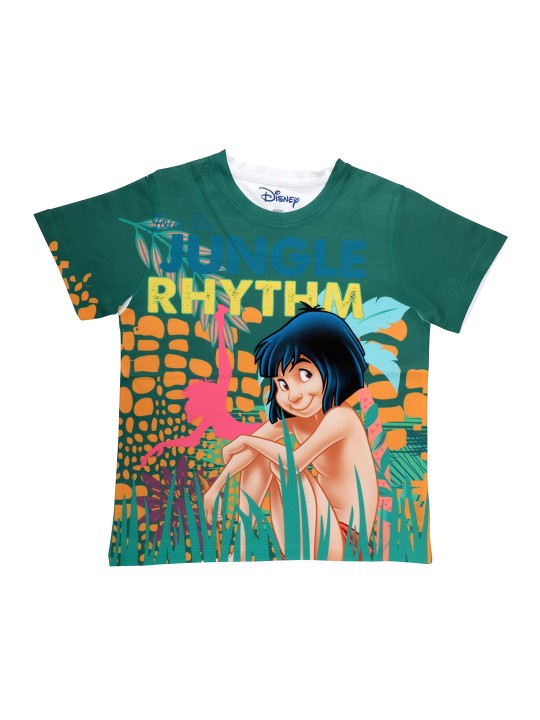 Boys Green Printed Round Neck T-shirt 10-11Y