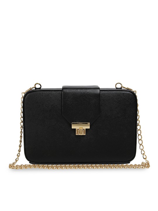 Women Black Solid Clutch
