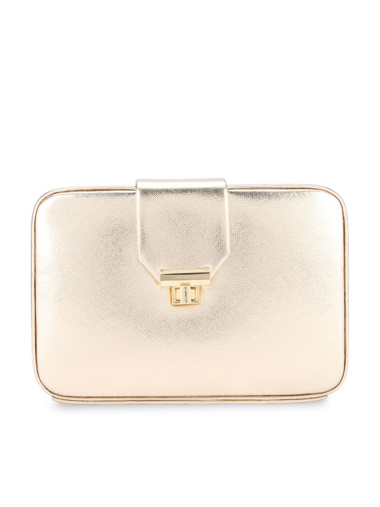 Gold-Coloured Solid Clutch