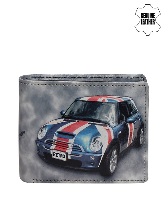 Men Grey Printed Two Fold Wallet