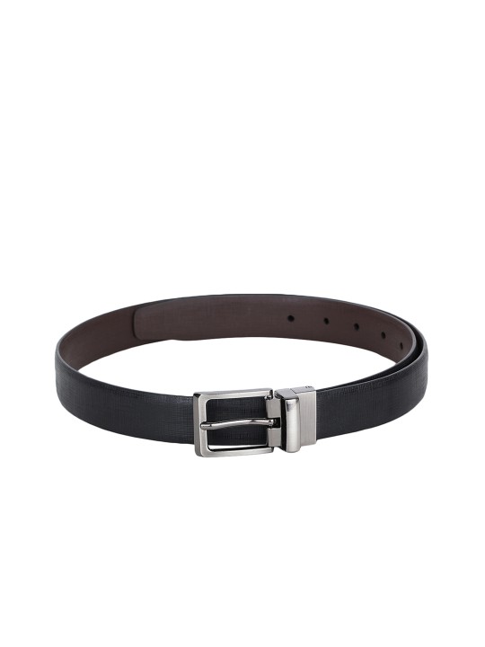 Men Black & Brown Solid Reversible Belt 34