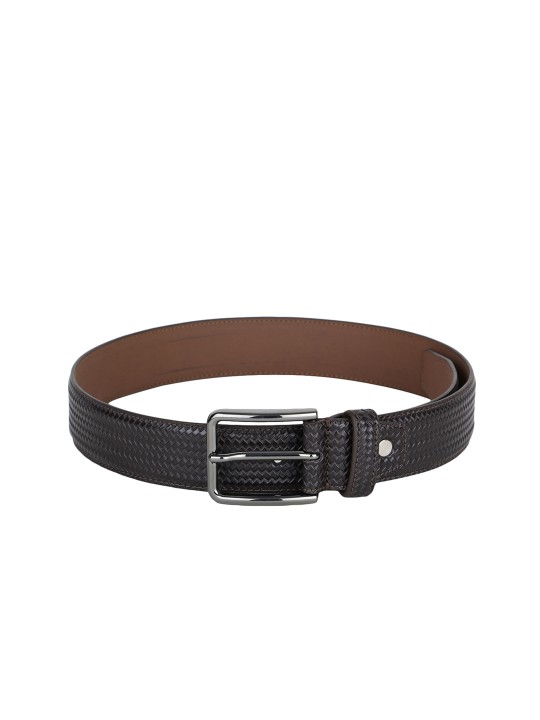 Men Coffee Brown Textured Belt 34