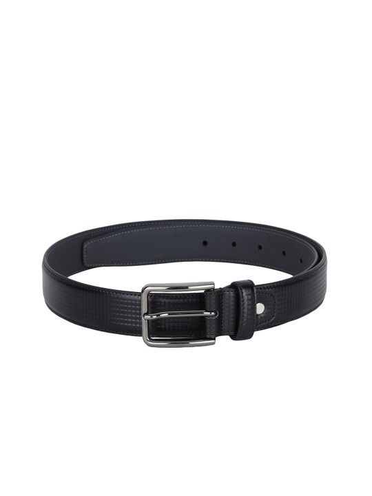 Men Black Textured Belt 34