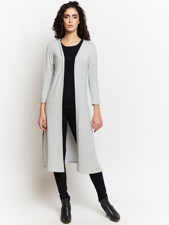 Grey Solid Open Front Shrug XS