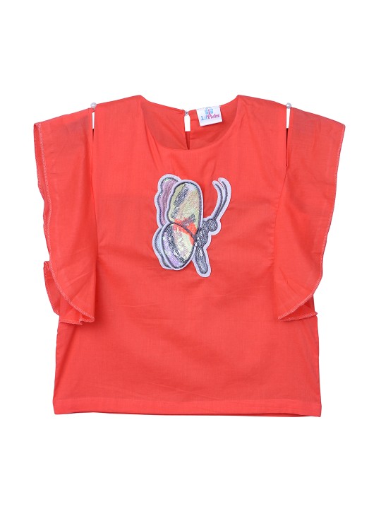 Girls Orange Embellished Boxy Top 2-3Y