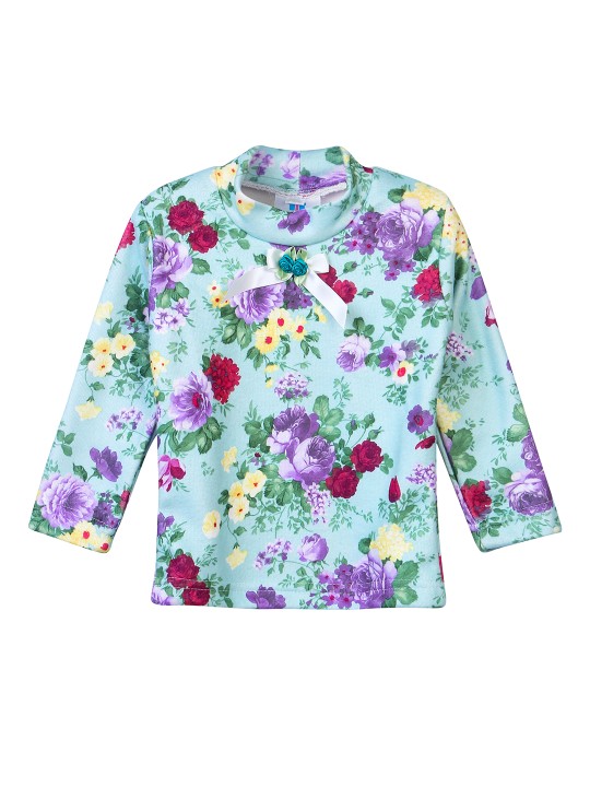 Girls Sea Green Printed Woolen Top 2-3Y
