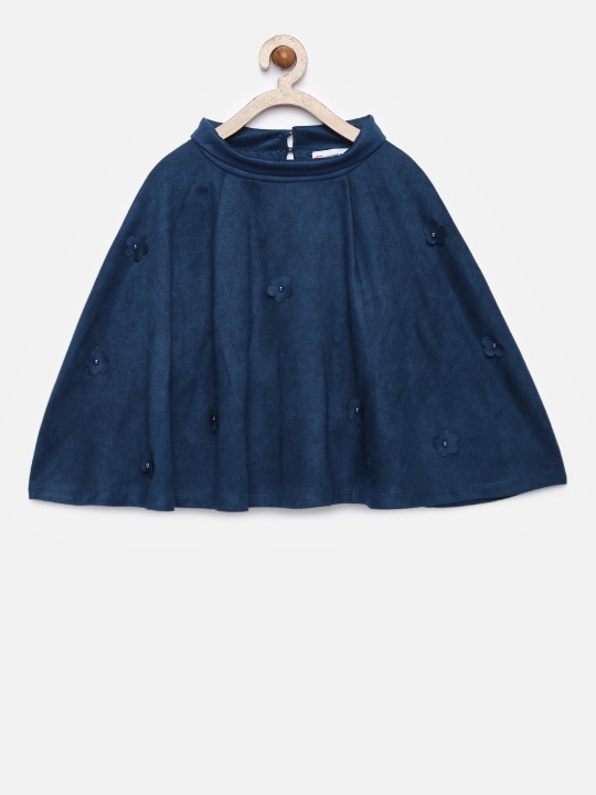 Blue Solid Cape Shrug 8-9Y