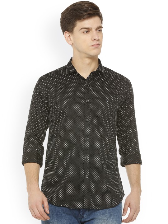 Men Black & White Slim Fit Printed Casual Shirt 38 -  1079