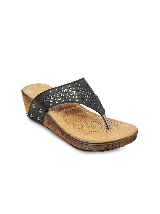 Women Black Embellished Sandals 36