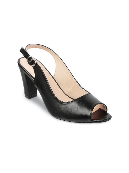 Women Black Solid Peep Toes 36