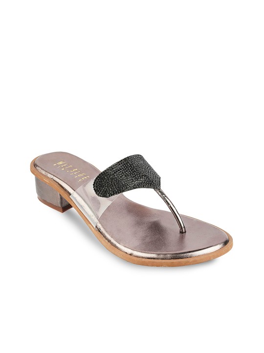 Women Black Embellished Sandals 36