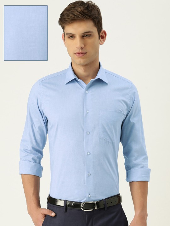Buy Men Blue Slim Fit Formal Shirts Online - 814357