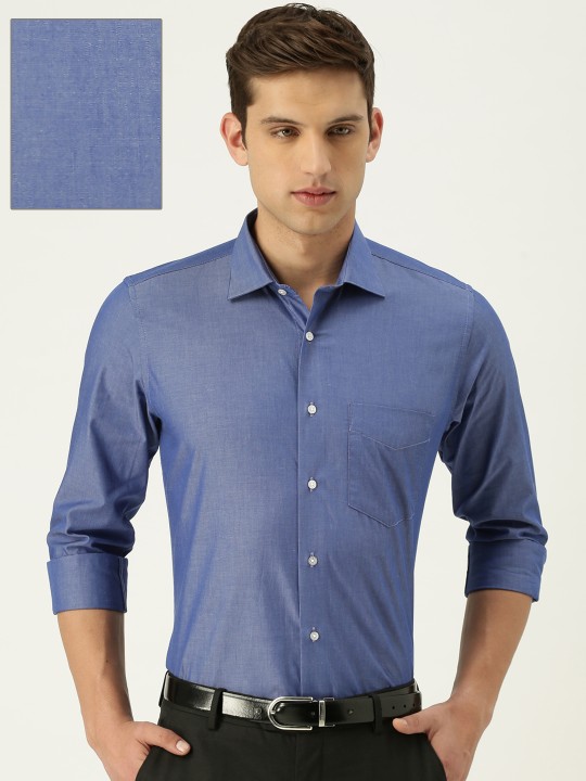 Buy Men Blue Slim Fit Solid Formal Shirt Online at desertcartUAE
