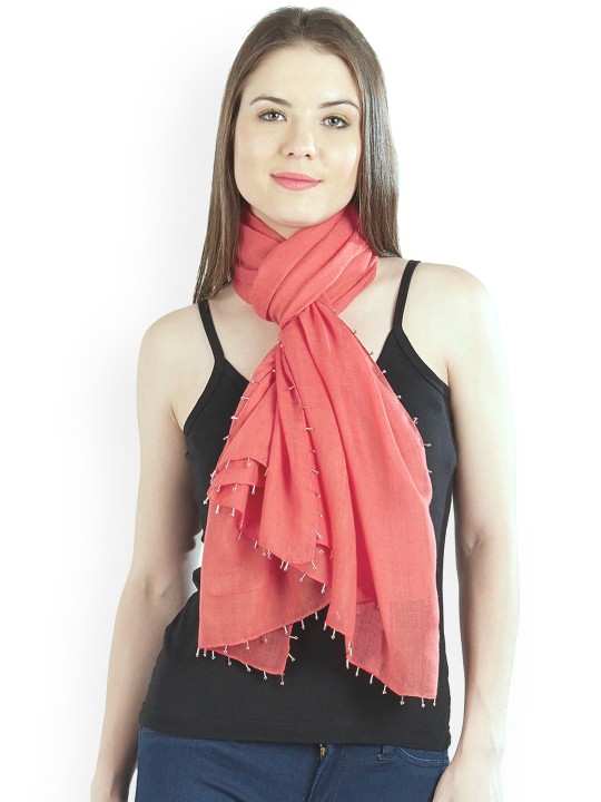 Women Coral Solid Stole