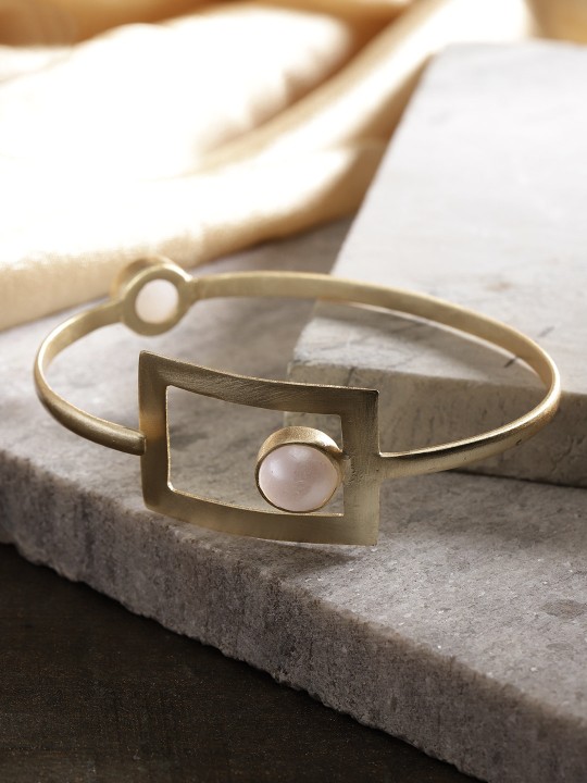 White Gold-Plated Handcrafted Cuff Bracelet