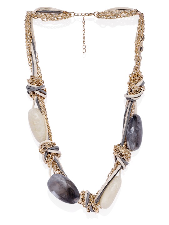 Grey & Gold Metal Necklace