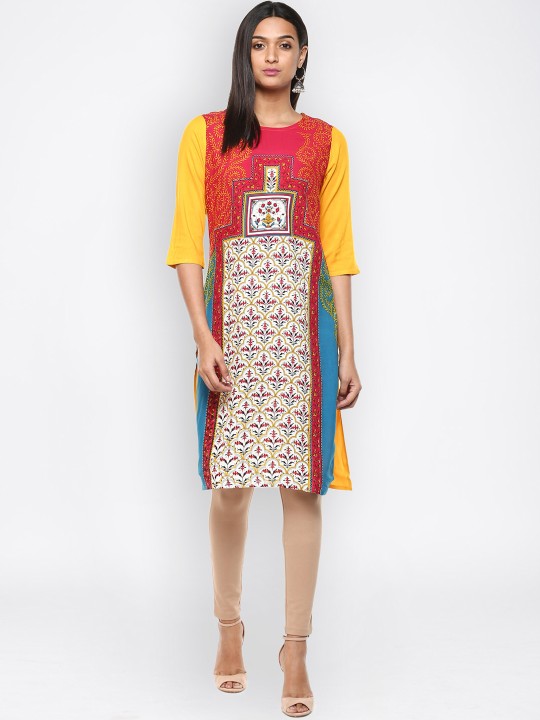 Women Multicoloured Printed Straight Kurta S