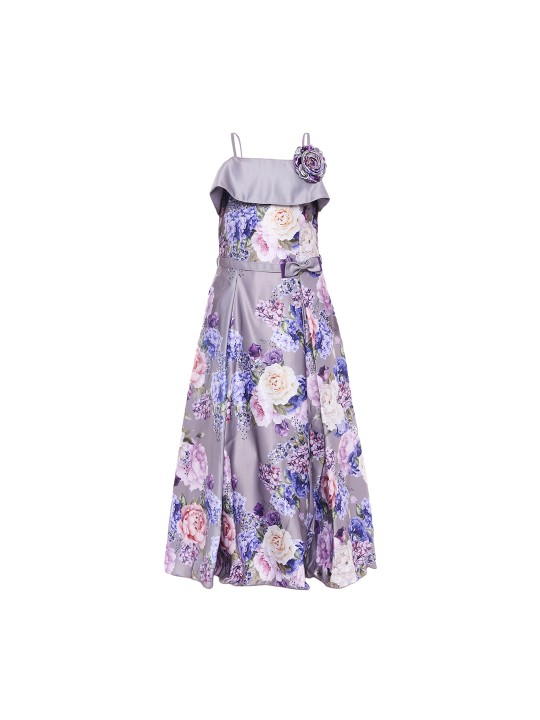 Girls Grey Printed Fit and Flare Dress 4-5Y