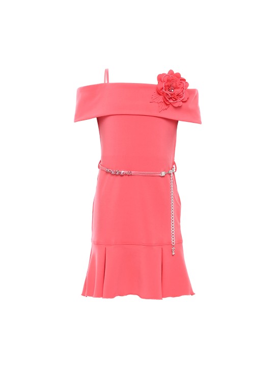 Girls Peach-Coloured Solid Sheath Dress 2-3Y