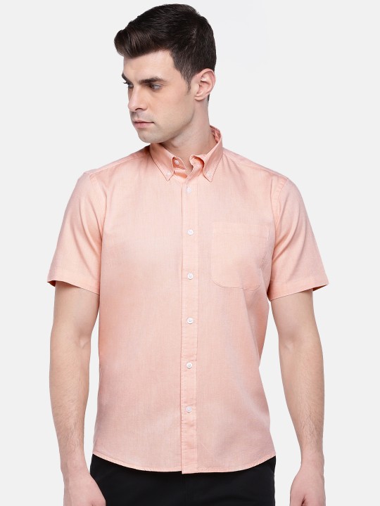 Men Orange Regular Fit Solid Casual Shirt 38