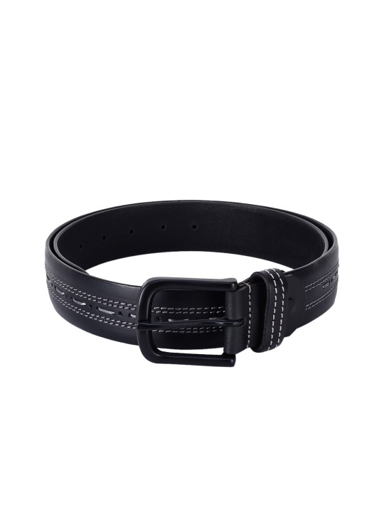 Men Black Leather Belt 34