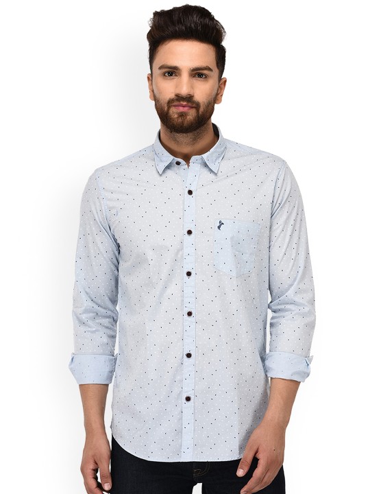 Men Blue Slim Fit Printed Casual Shirt 36