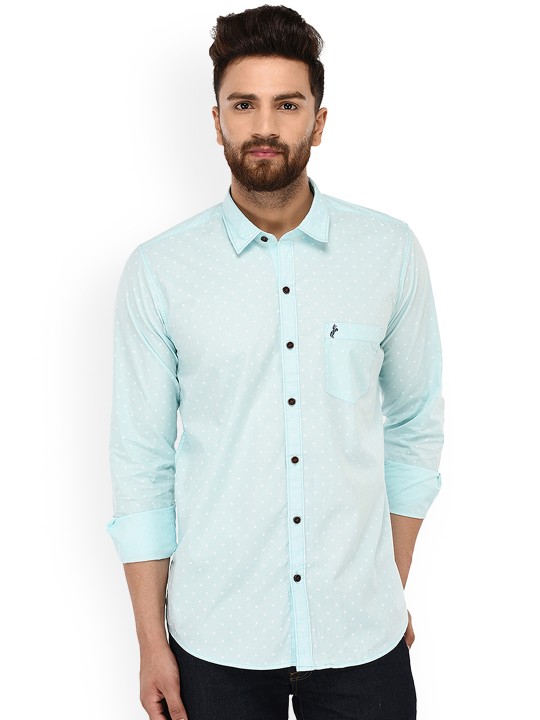 Men Blue Slim Fit Printed Casual Shirt 36