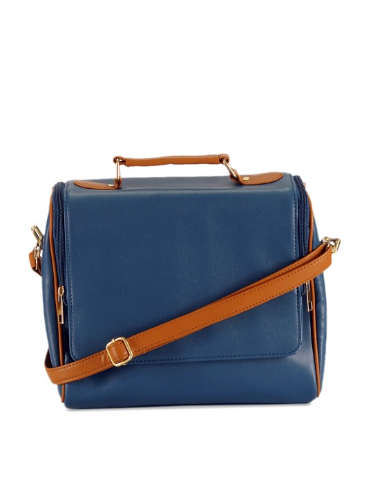 Blue Solid Satchel
