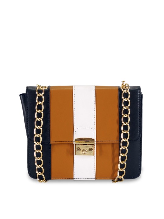 Tan & Black Striped Sling Bag