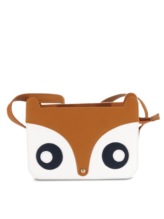 White & Brown Colourblocked Sling Bag
