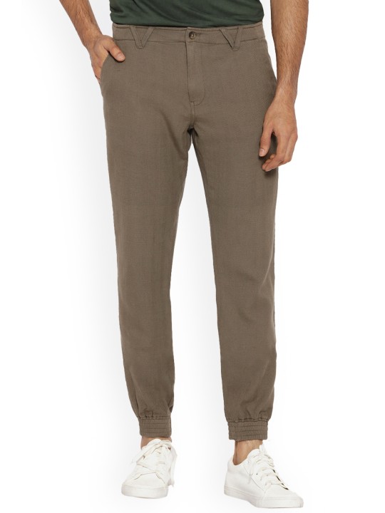 Men Brown Regular Fit Solid Joggers 30
