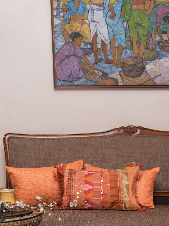 Set of 3 Geometric Rectangle Silk Cushion Covers